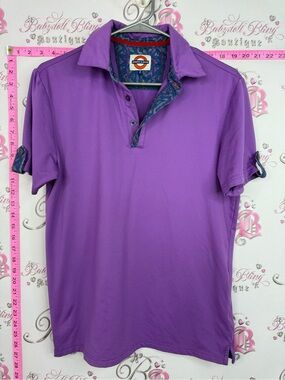JERMYN & BOND shirt Men's Purple Polo with Patterned trim
